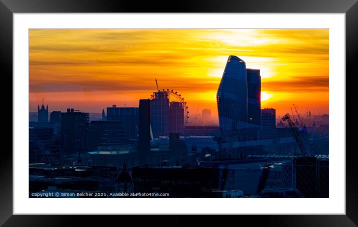 Westminster Sunset Framed Mounted Print by Simon Belcher