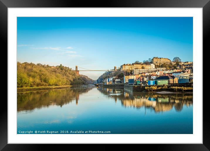 Clifton Suspension Bridge Reflected Framed Mounted Print by Keith Rugman