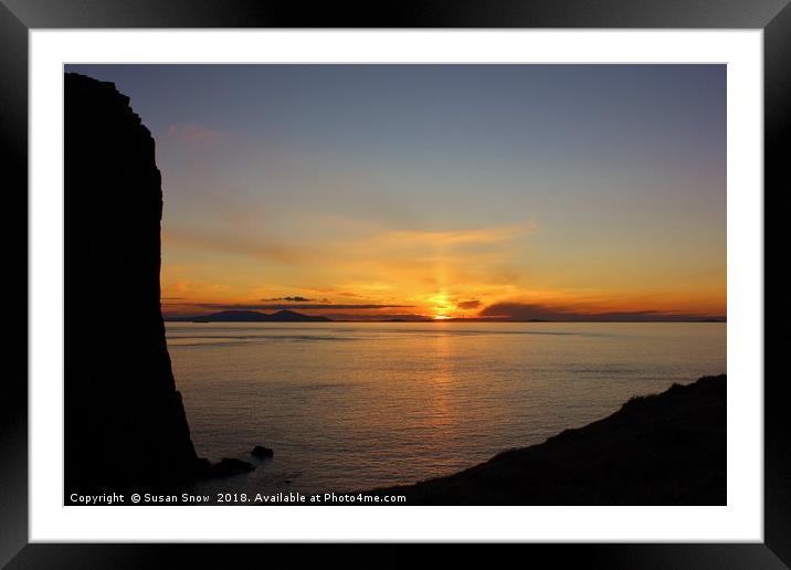 Silhouette and Sunset at Neist Point, Isle of Skye Framed Mounted Print by Susan Snow