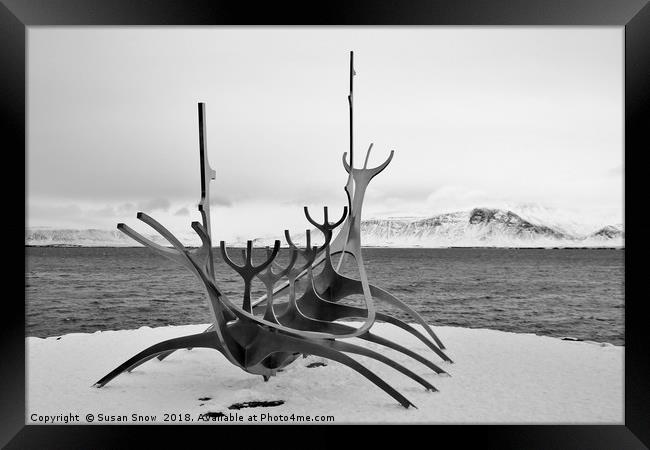 The Sun Voyager Sculpture, Reykjavic Framed Print by Susan Snow