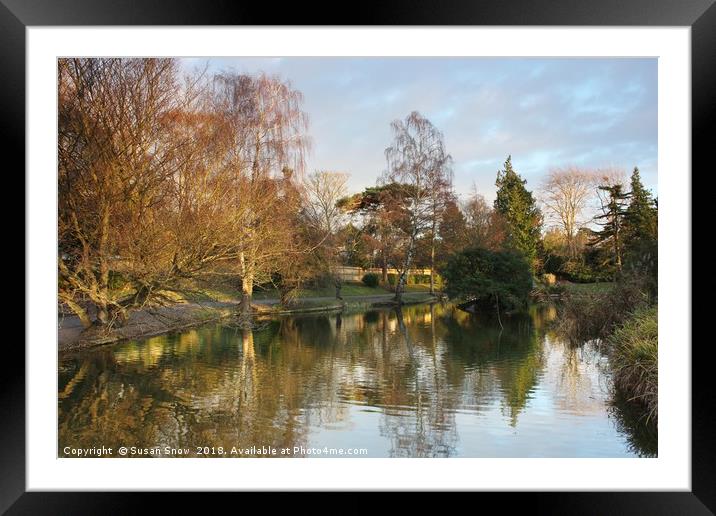 The Lake at Hatherley Park Cheltenham Framed Mounted Print by Susan Snow