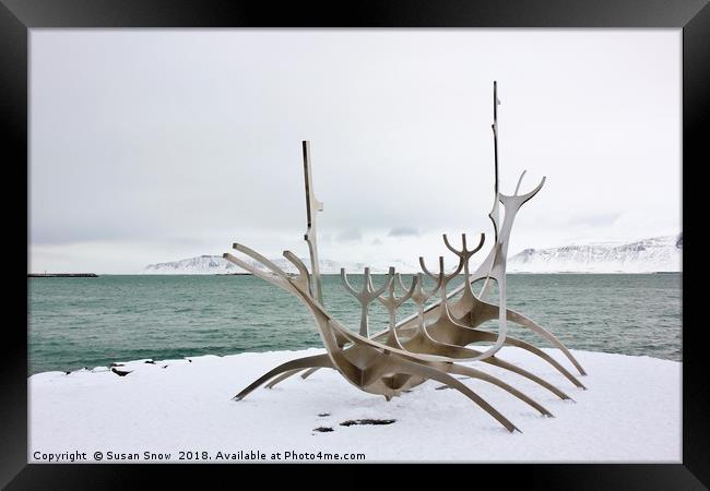 The Sun Voyager Sculpture, Reykjavic Framed Print by Susan Snow