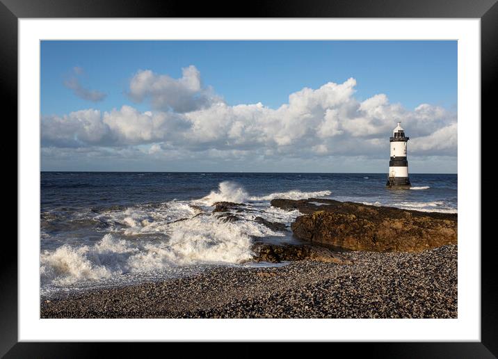 Lighthouse at penmon point Framed Mounted Print by Mike Hughes
