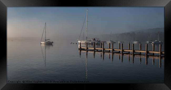 Ambleside in the mist Framed Print by Mike Hughes