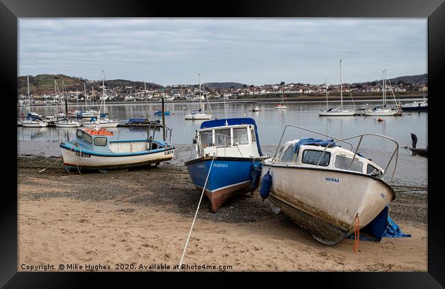 Boats in Conway Framed Print by Mike Hughes