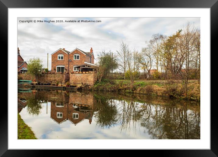 House on Canal side Framed Mounted Print by Mike Hughes