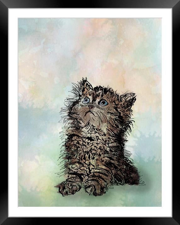 Messy Cat Framed Mounted Print by Martha Lilia Guzmán Marín