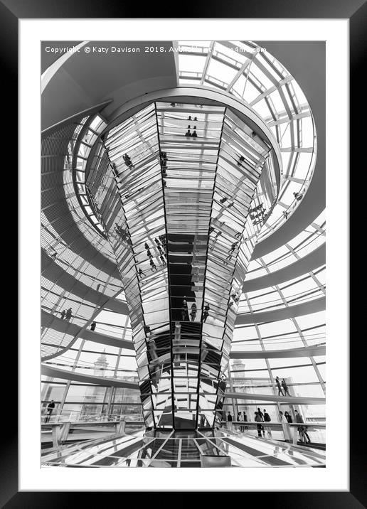Berlin's Reichstag Dome in black and white Framed Mounted Print by Katy Davison