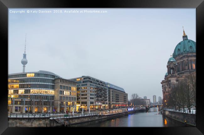 Berlin river night scene Framed Print by Katy Davison
