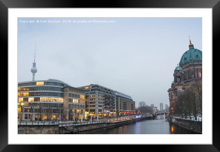 Berlin river night scene Framed Mounted Print by Katy Davison