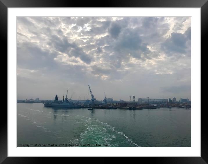 Early morning clouds at Portsmouth Harbour  Framed Mounted Print by Penny Martin