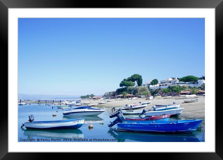 Fishing Boats in Alvor, Portugal Framed Mounted Print by Penny Martin