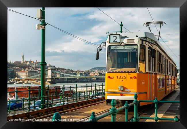 Budapest Tram Framed Print by Slawek Staszczuk