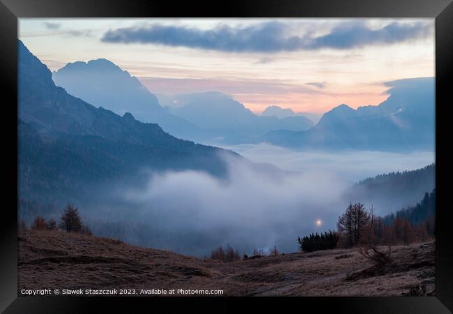 Dawn in the Dolomites Framed Print by Slawek Staszczuk