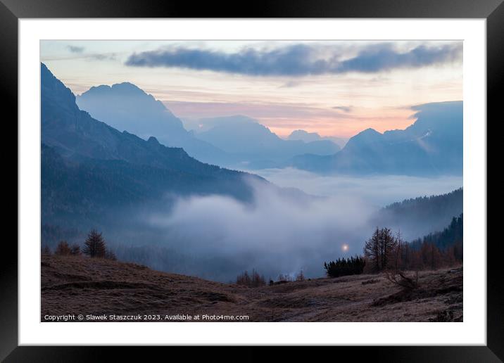 Dawn in the Dolomites Framed Mounted Print by Slawek Staszczuk