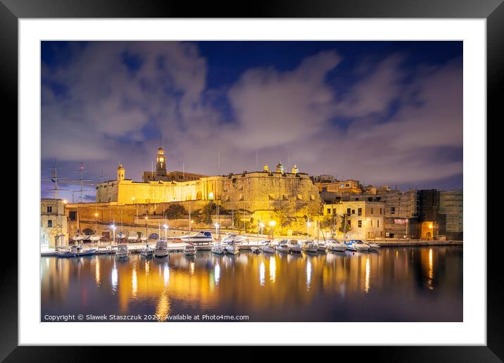 Night at Senglea Framed Mounted Print by Slawek Staszczuk