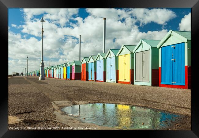 Hove Beach Huts Framed Print by Slawek Staszczuk