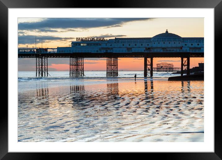 Sunset in Brighton Framed Mounted Print by Slawek Staszczuk