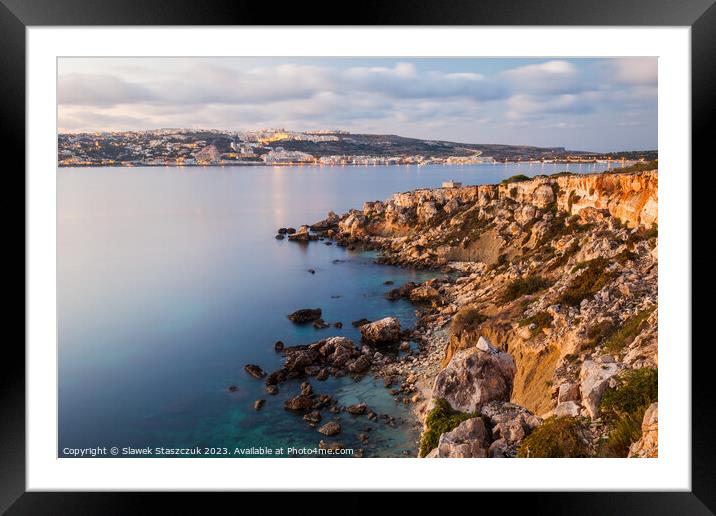 Dawn on the Malta coast Framed Mounted Print by Slawek Staszczuk