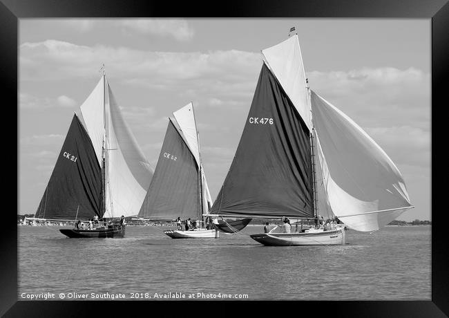 oyster smacks running before the wind Framed Print by Oliver Southgate