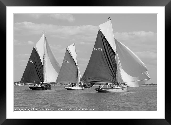 oyster smacks running before the wind Framed Mounted Print by Oliver Southgate