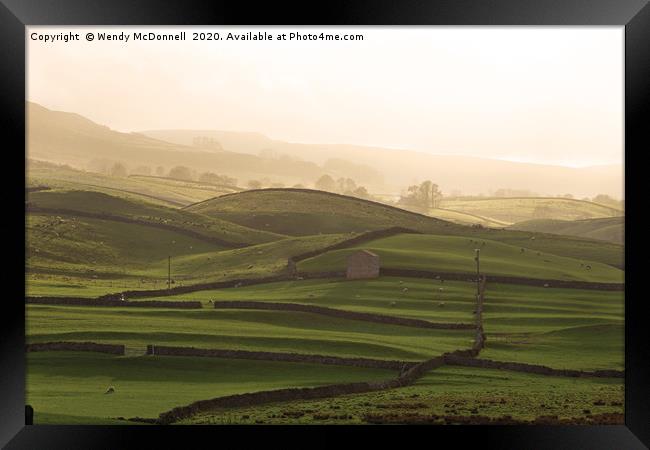 Afternoon sun over a barn of Wensleydale, Dales   Framed Print by Wendy McDonnell