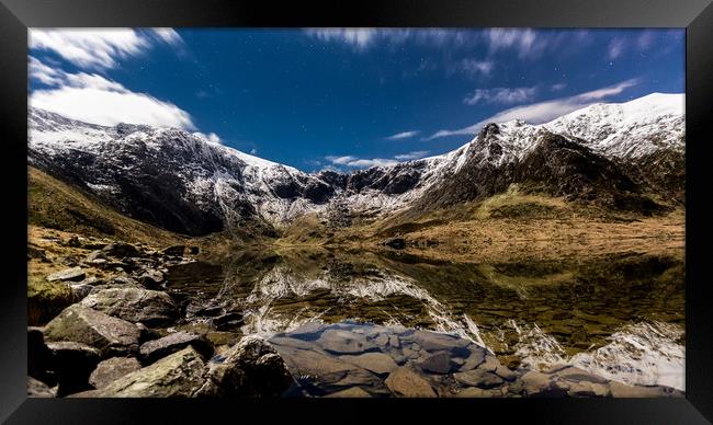 Cwm Idwal By Moonlight Framed Print by Kingsley Summers
