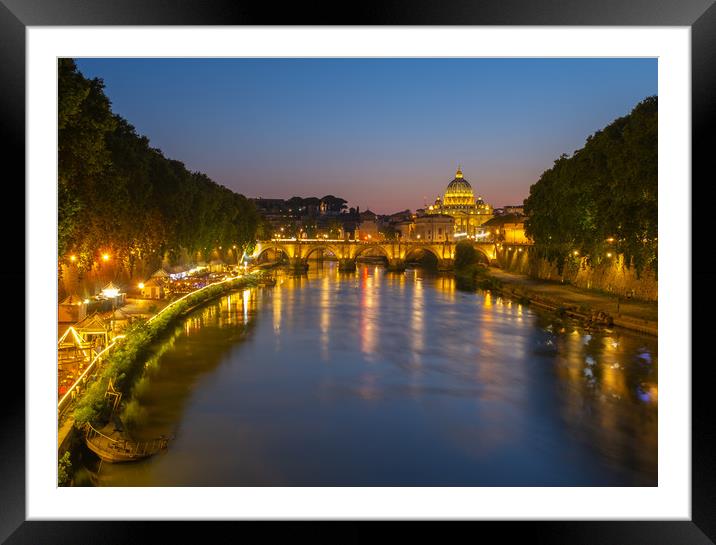 St Peter's Basilica at night Framed Mounted Print by Rob Evans