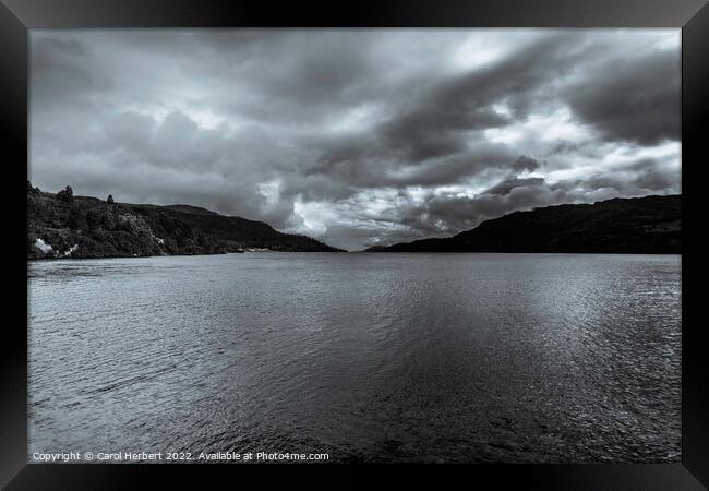Storm Clouds Over Loch Ness Framed Print by Carol Herbert