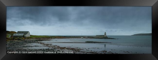 Port Logan Lighthouse and Pier Scotland Framed Print by Carol Herbert