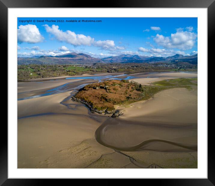 The island of Ynys Giftan in the Dwyryd estuary in Snowdonia, north Wales. Framed Mounted Print by David Thurlow