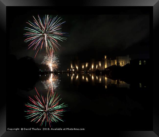 Caernarfon Fireworks Framed Print by David Thurlow