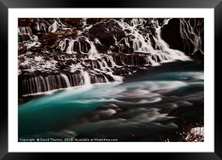 Glacial Waterfall Framed Mounted Print by David Thurlow