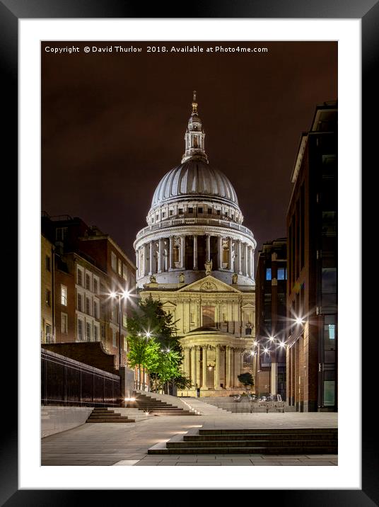 St Paul's Cathedral in London. Framed Mounted Print by David Thurlow