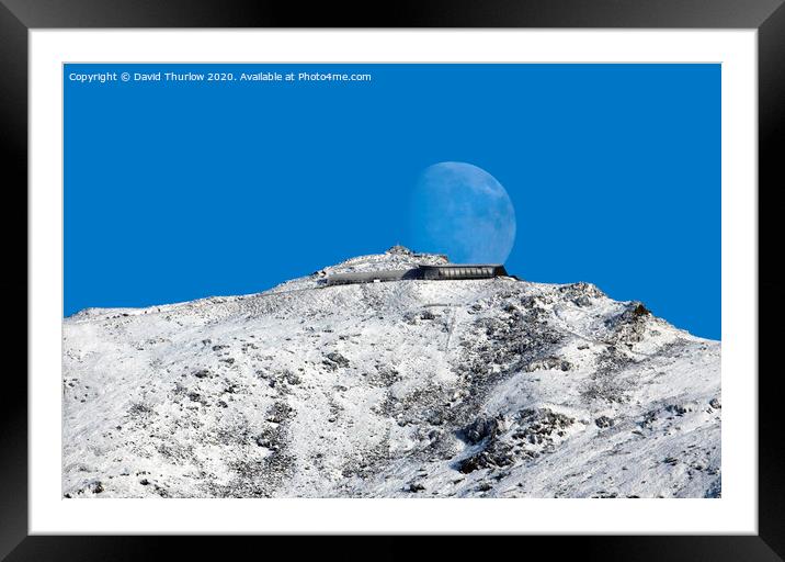 Snowdon Moonrise Framed Mounted Print by David Thurlow