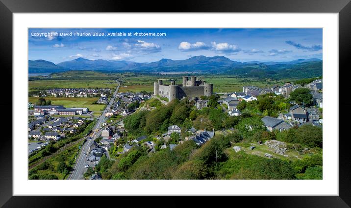 Harlech Castle and Town Framed Mounted Print by David Thurlow