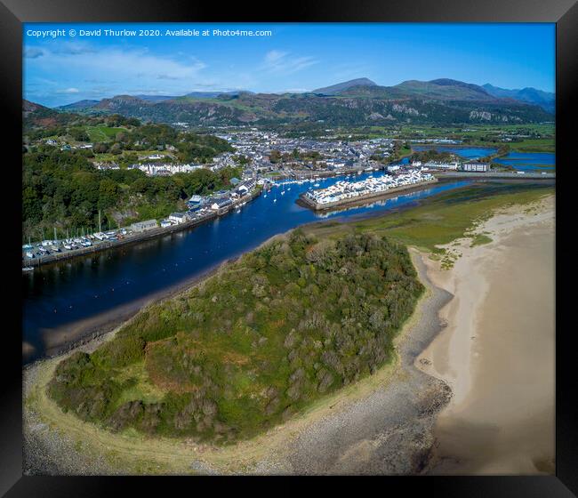 The idyllic harbour town of Porthmadog Framed Print by David Thurlow