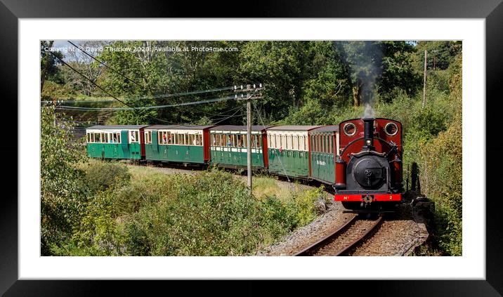 Ffestiniog Railway locomotive Prince rounds Ty Fry curve in Penrhyn Framed Mounted Print by David Thurlow