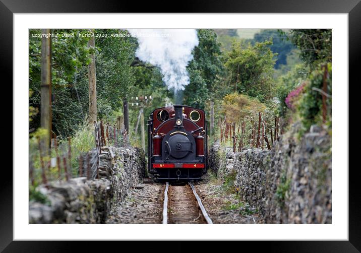 Ffestiniog Railway locomotive Palmerston approaching Framed Mounted Print by David Thurlow