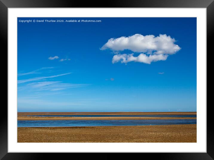 Perfect beach, blue skies and fluffy clouds. Framed Mounted Print by David Thurlow