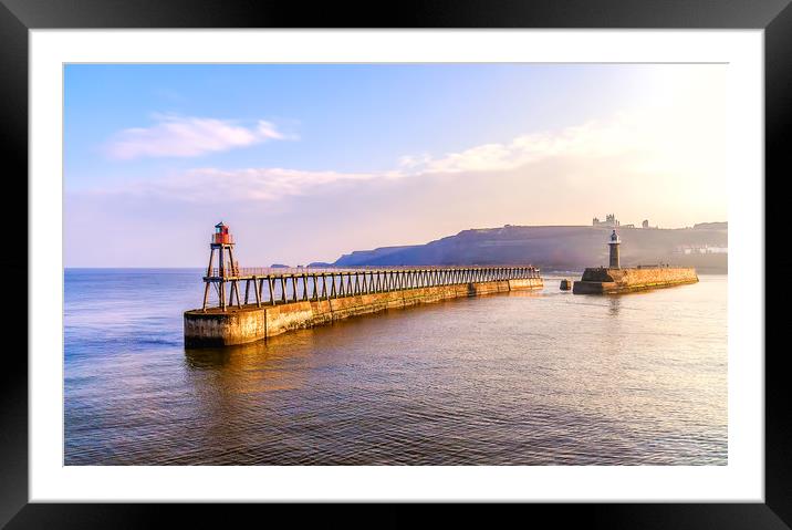 Whitby Pier Framed Mounted Print by Gary chadbond