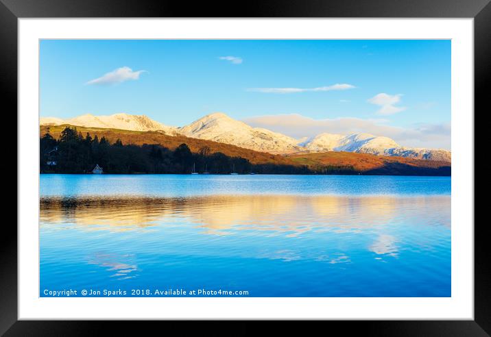 Winter reflections, Coniston Water Framed Mounted Print by Jon Sparks