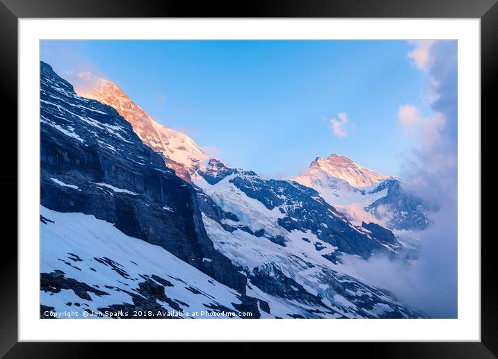 Monch and Jungfrau Framed Mounted Print by Jon Sparks