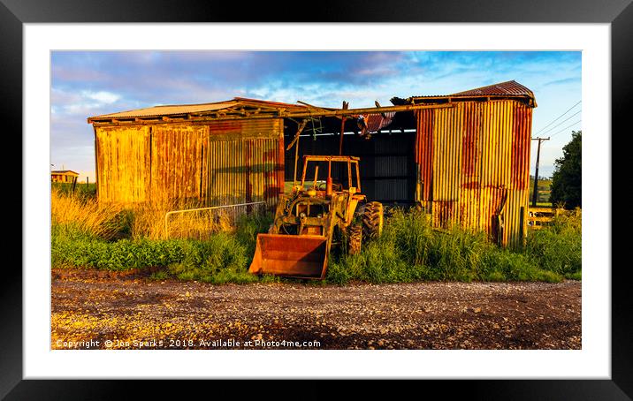 Old barn and tractor Framed Mounted Print by Jon Sparks