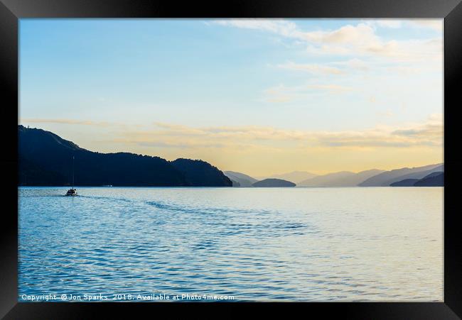 Early morning on Queen Charlotte Sound Framed Print by Jon Sparks