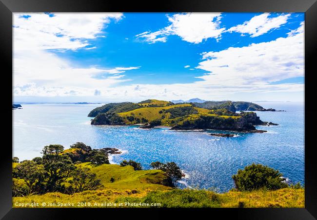 Bay of Islands view Framed Print by Jon Sparks
