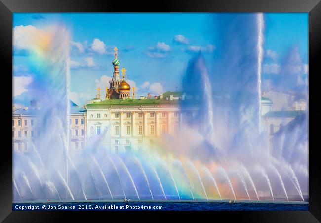 Fountains and Winter Palace Framed Print by Jon Sparks