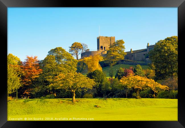 Autumn colours below Clitheroe Castle Framed Print by Jon Sparks