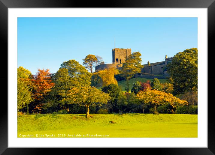 Autumn colours below Clitheroe Castle Framed Mounted Print by Jon Sparks
