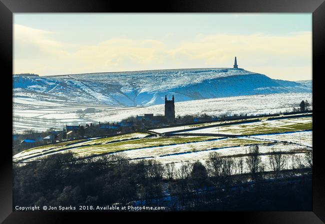 Heptonstall Church and Stoodley Pike Framed Print by Jon Sparks